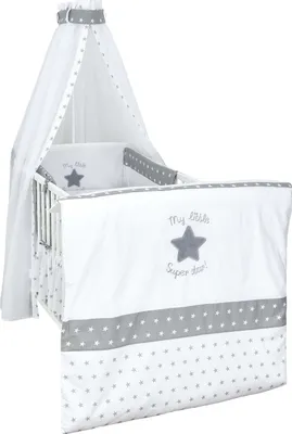 Produktbild von Baby Delux Baby Bettwäsche Bettset 4-tlg Bettausstattung Nestchen Himmel mit Stickerei Super Star