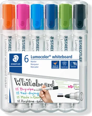 Image de Marqueur effaçable à sec pour tableau blanc 6 couleurs v2 case Staedtler