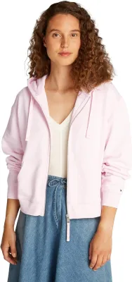 Produktbild von Tommy Hilfiger Damen Sweatshirt mit Reißverschluss Script Zip mit Kapuze, Rosa (