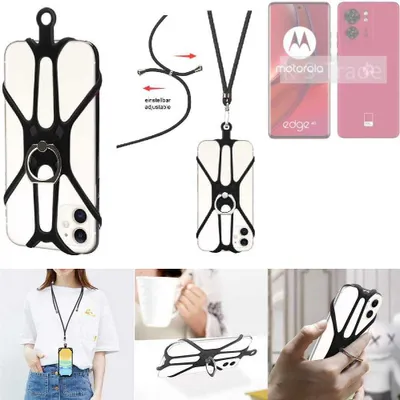 Produktbild von K-S-Trade 3in1 Handykette Handyband Handykordel Halsband Smartphone-Ring Handy-Ring kompatibel mit Motorola Edge 40 Fingerhalterung Handyring