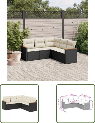 Produktbild von The Living Store 5-tlg. Garten-Sofagarnitur mit Kissen Schwarz Poly Rattan