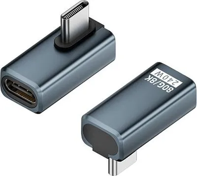 Produktbild von INF 240W 80Gbps USB-C Adapter (Buchse auf Stecker) - Winkelstecker 2er-Pack Grau