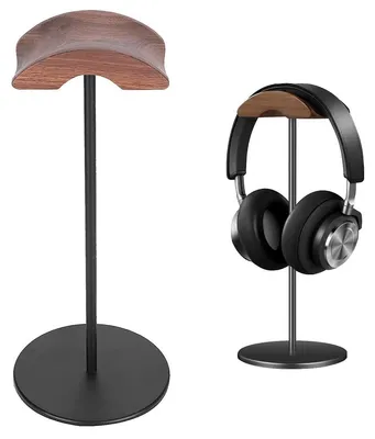 Produktbild von Kopfhörerständer Headsetständer Kopfhörerhalter - Walnussholz - Für Over-Ear-Kopfhörer - Platzsparend - Für Schreibtisch