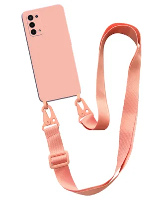 Produktbild von Smartphonica Case mit breiter Kordel für OPPO A54 5G Silikonrückwand mit weicher Innenseite - Lachs