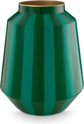 Produktbild von Pip Studio Vase Metal Stripes Green 24x29cm