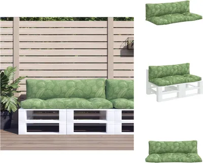 Immagine prodotto di vidaXL Cuscino per pallet 2 pz. Tessuto Oxford con motivo a foglie - Cuscino da seduta