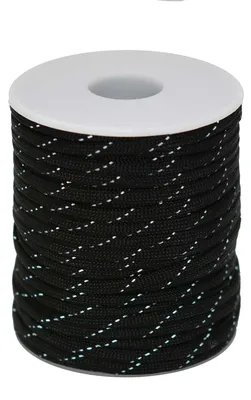 25 Meter Polyester-Schnur Reflektierende 4mm Universalseil Kordel Flechtschnur schwarz
