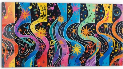 Produktbild von DEQORI Küchenrückwand Glas 80x40 cm 'Klangwellenfarben' Spritzschutz Bad Rückwand Küche