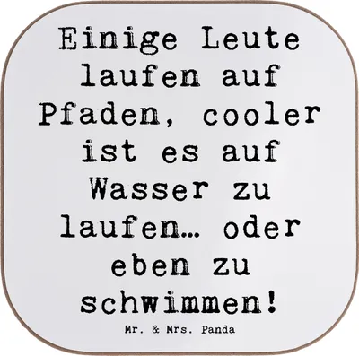 Produktbild von Mr. & Mrs. Panda unterleger Spruch Schwimmen Pfade - Weiß - Geschenk, Brustschwimmen, Training, Sportler, Sportart, Untersetzer Tasse, Wasser laufen, für Gläser, Coaster