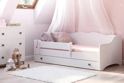Zdjęcie produktu dla Łożko dziecięce EMMA z szufladą i barierką 180x80 szary
