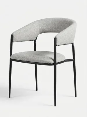 Image de Chaise de salle à manger design, blanche, avec accoudoirs, style scandinave