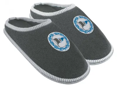 Produktbild von Arminia Bielefeld Pantoffeln Logo Grau