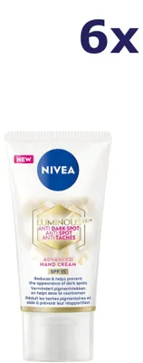 Image de 6 crèmes pour les mains Nivea Luminous360 anti-taches SPF15