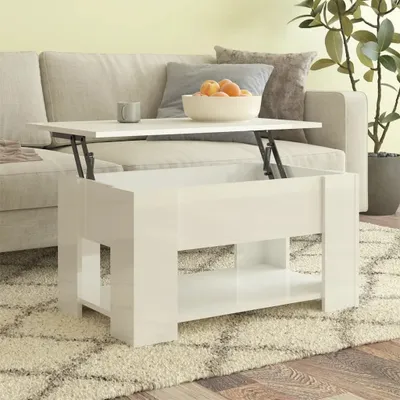 Obrázek produktu pro Konferenční stolek The Living Store vysoce lesklý bílý 79x49x41 cm materiál na bázi dřeva