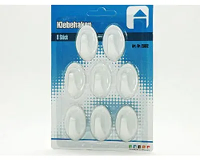 Obrázok produktu pre Lepiace háčiky, biele, cca 3 x 4,5 cm, 8 kusov