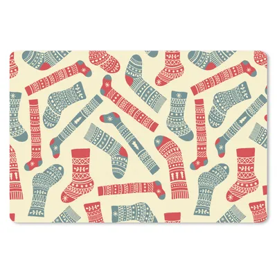 Produktbild von MuchoWow® Schreibtischunterlage Weihnachten - Socken - Schnittmuster 60x40 cm - XXL Mauspad - Großes Mauspad