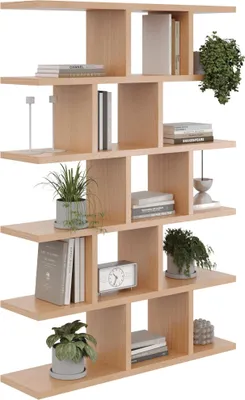 Produktbild von Modernes Hängeregal Wandregal Bücherregal für Wohnzimmer Büro Kinderzimmer – Farbe Buche im skandinavischen Stil 100,8 cm