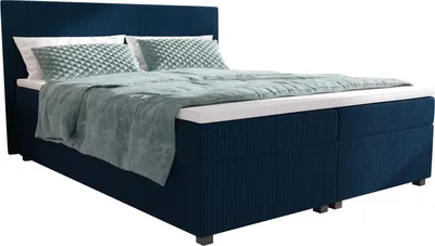 Obrázek produktu pro Manželská čalouněná postel 160x200 s úložným prostorem ASSAR - modrá