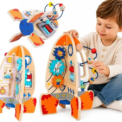 Obrázek produktu pro Tooky Toy Velká dřevěná vzdělávací hračka Multifunkční raketa