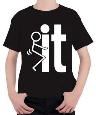 Produktbild von Lustiges Strichmännchen Buchstabe L Humor Witzig Sarkasmus Party Kinder T-Shirt, Schwarz, 140