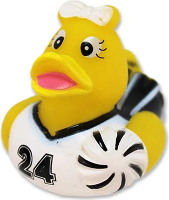 Produktbild von Gummi Ente mit Trikot schwarz - ca. 5 cm
