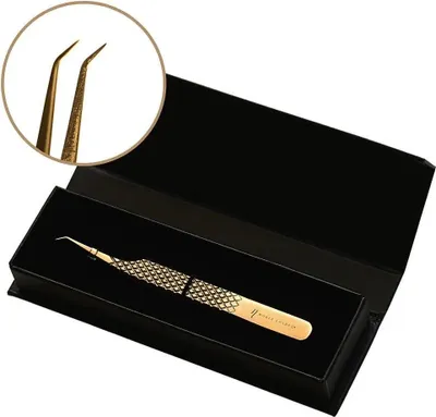 Obrázek produktu pro Pinzeta Noble Lashes - zlatá - Pro 3 - přesná pinzeta - nástroj na prodlužování řas