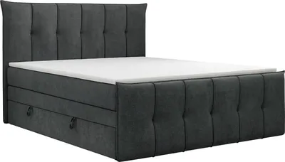 Produktbild von KSHOMECONCEPT Boxspringbett 200x200 cm, Bett mit Bettkasten und Bonellmatratze und Topper, SUPREME, Grau