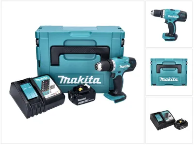 Zdjęcie produktu dla Makita DDF 453 RG1J Akumulatorowa wiertarko-wkrętarka 18 V 42 Nm + 1x akumulator 6,0 Ah + ładowarka + Makpac