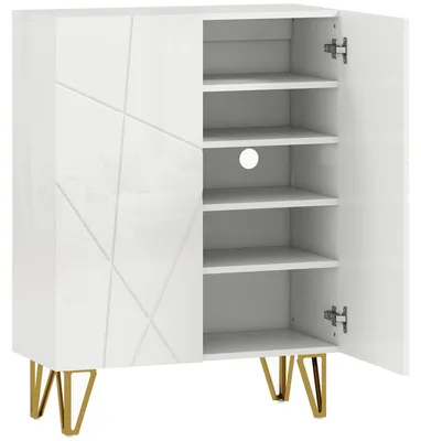 Produktbild von Schuhschrank mit 2 Türen, Schuhregal, Schuhaufbewahrung mit 3 Verstellbaren Ablagen 72 x 31,5 x 95 cm, Weiß