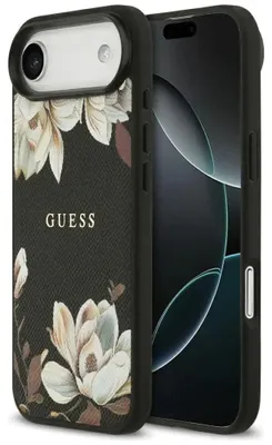 Obrázek produktu pro Pouzdro Guess Grained Flowers Classic Logo MagSafe pro iPhone Air - černé