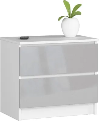 Image de Commode en métal brillant avec 2 tiroirs spacieux, 60 cm de large, 55 cm de haut Organizer Commode avec tiroirs en bois Highboard Sideboard Armoire