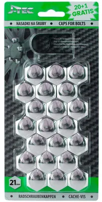Productafbeelding van J-TEC wielmoerdoppen J21308, kunststof, verpakt in blisterverpakking