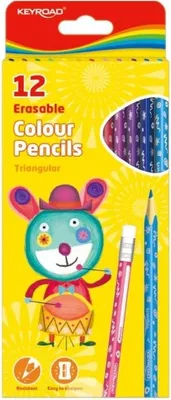 Image de KEYROAD crayons de couleur 12 couleurs triangulaires avec gommes