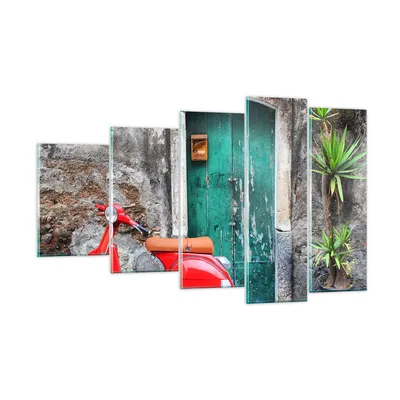 Produktbild von Bilder auf glas - Scooter transport italien retro - 100x60cm - Glasbilder - Wandbilder - Kunstdruck - zum Aufhängen bereit - Wanddekoration aus Glas - Glas Bilder - Wandbild auf Glas - GEG100x60-2571