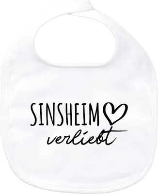 Produktbild von Huuraa Baby Lätzchen Sinsheim verliebt White Klettverschluss  Baumwolle Latz Geschenkidee