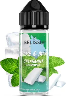 Produktbild von Belissia Shake and Make Spearmint - 10ml hochdosiertes Lebensmittelaroma + 120ml Schüttelflasche - Für Backen, Speisen, Getränke, Shakes, DIY & uvm.