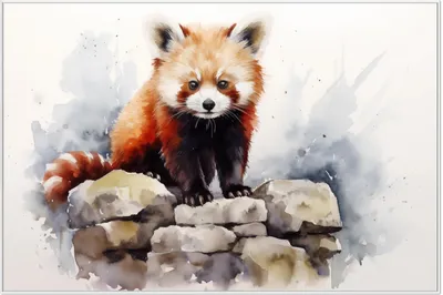 Produktbild von Wallario Wandbild Neugieriger Rotpanda, Größe: 61 x 91,50 cm, Poster mit weißem Aluminiumrahmen