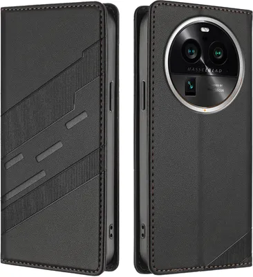 Immagine prodotto di Custodia per Oppo Find X6 Pro, custodia a portafoglio in Finto cuoio con slot per schede e funzione stand Schwarz