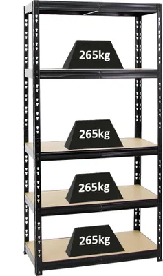 Produktbild von Schwerlastregal Tiger | HxBxT 180x90x45 cm |  Fachlast 265kg | Schwarz