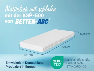 Produktbild von Matratze KSP-500 - Das Original - 7-Zonen- Kaltschaummatratze mit waschbaren Klimafaserbezug, Größe: 100x220, Härtegrad: H3