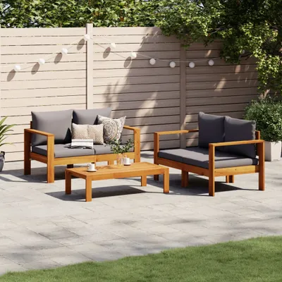 Produktbild von Möbel 3-tlg. Garten-Sofagarnitur mit Kissen Massivholz Akazie - Balkonmöbel 3214844