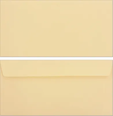 Produktbild von 50 Stück farbige Premium Briefumschläge Briefhüllen Kuvert, Caribic Chamois, DIN Lang (110 X 220mm), ohne Fenster, haftklebend, 90g/m²