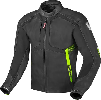 Produktbild von Berik Flexius Motorrad Lederjacke, schwarz/gelb, 56