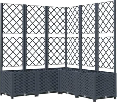 Image de vidaXL vidaXL - Jardinière - avec - treillis - 120x120x136 - cm - Polypropylène - gris foncé