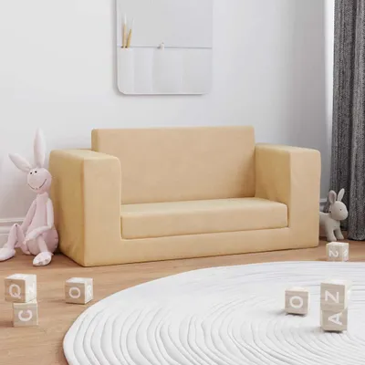 Image de Canapé-lit enfant design 2 places Crème Peluche douce - Canapés enfants 2025 Nouveau3540485 1parcel