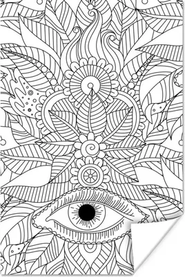 Produktbild von MuchoWow® Poster Boho - Blätter - Auge 40x60 cm - Plakate für die Wand - Poster Babyzimmer