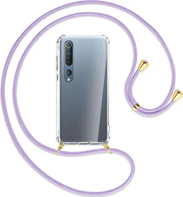 Produktbild von Handykette Backcover-Schutzhülle mit Band (Metall goldfarben) für Xiaomi Mi 10 (Pro) - violett