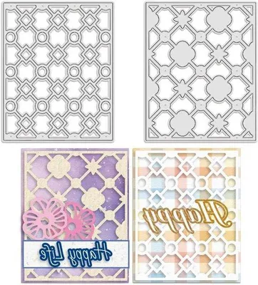 Produktbild von Metallenschnitte für Grid 3D Hintergrundrahmen-Stencils zum Kartenaufkleben - Scrapbooking und DIY- Dekorationen