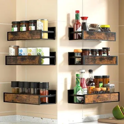 Image de Étagère à herbes aromatiques en métal noir à 6 niveaux pour la cuisine
