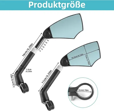 Produktbild von Fahrradspiegel 360 Grad einstellbarer, drehbarer Rechts-Lenkerspiegel Weitwinkel, passend für Lenker mit 20-23mm Durchmesser(1 Stück)
